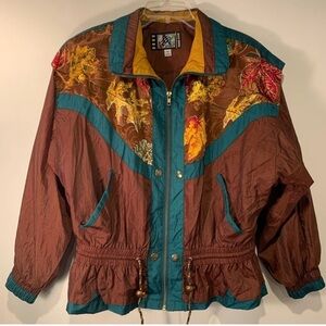 Vintage Fall Windbreaker Festive Granny Medium